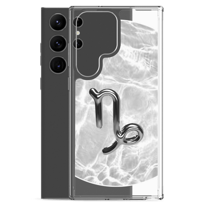 Zodiac Capricorn Samsung Phone Case with Ripple Marble design, showcasing water-inspired patterns and sleek protection.
