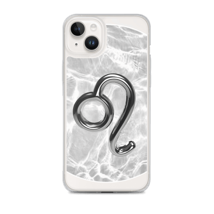 Zodiac Leo MagSafe clear iPhone case with metallic design over marble texture, reflecting confidence and creativity.
