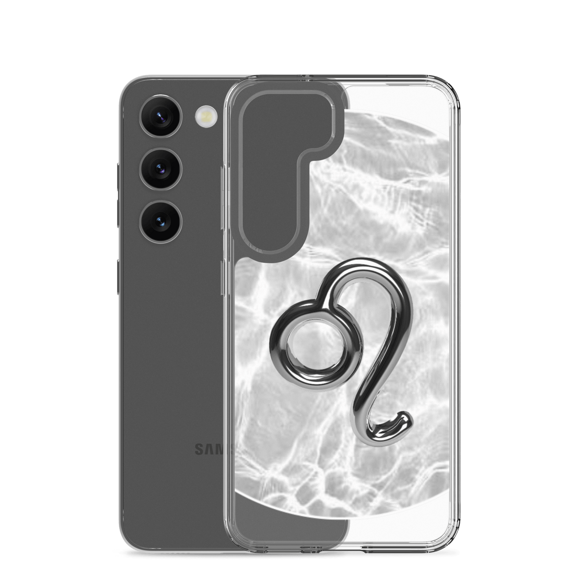Zodiac Leo Samsung Phone Case in Ripple Marble design showcasing a sleek, flexible phone cover with fluid motifs.