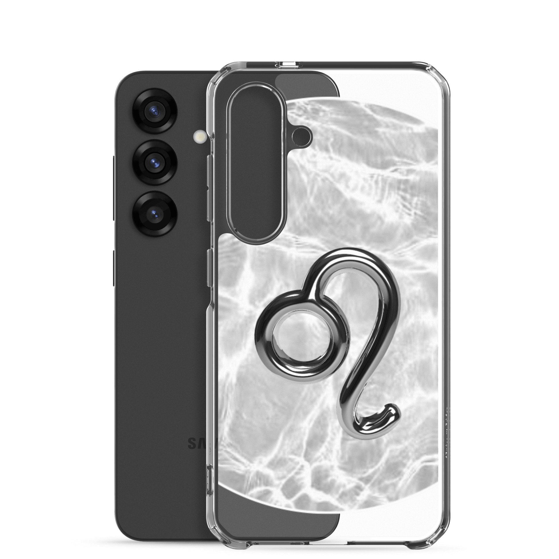 Zodiac Leo Samsung Phone Case with Ripple Marble design, showcasing vibrant lion symbol and sleek protective features.