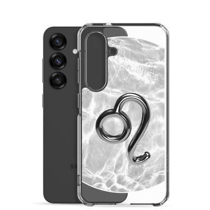 Zodiac Leo Samsung Phone Case with Ripple Marble design, showcasing vibrant lion symbol and sleek protective features.