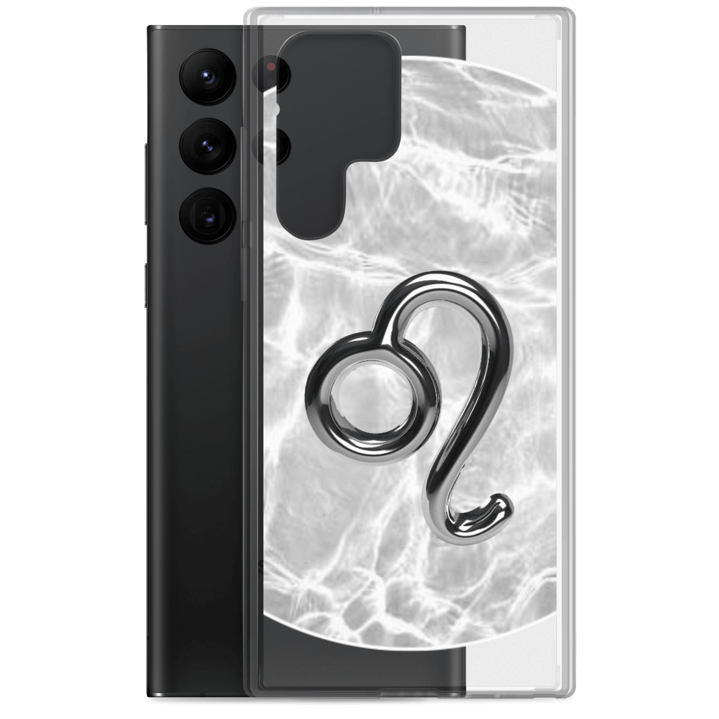 Zodiac Leo Samsung Phone Case with Ripple Marble finish, showing vibrant lion symbol design against a stylish backdrop.