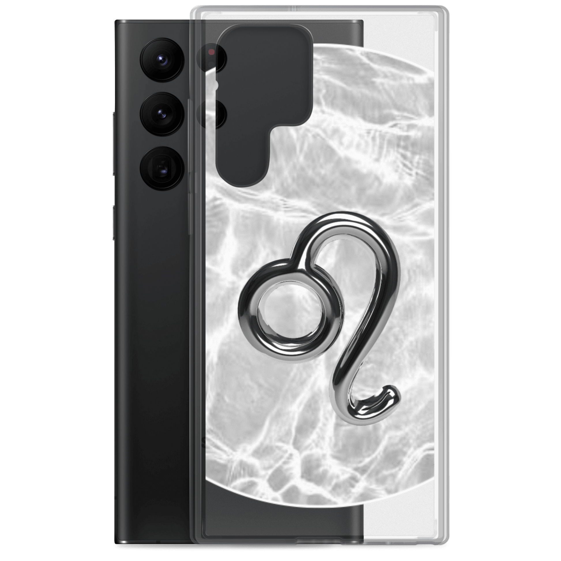 Zodiac Leo Samsung Phone Case with Ripple Marble finish, showing vibrant lion symbol design against a stylish backdrop.