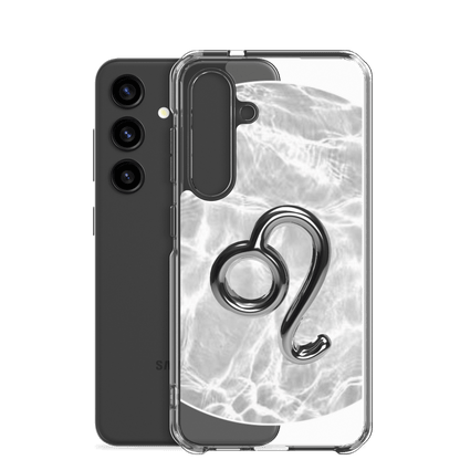 Zodiac Leo Samsung Phone Case with Ripple Marble design, showcasing clarity and protection for your phone.