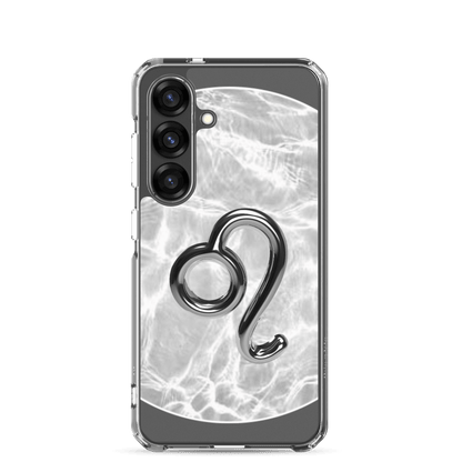 Zodiac Leo Samsung Phone Case - Ripple Marble design with glossy lion symbol on a sleek polycarbonate surface.