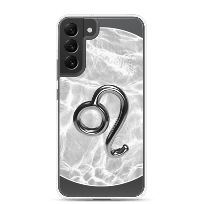 Zodiac Leo Samsung Phone Case with Ripple Marble design, showcasing a sleek lion symbol for style and protection.