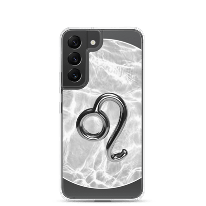 Zodiac Leo Samsung Phone Case featuring a ripple marble design, perfect for showcasing lion-like confidence.
