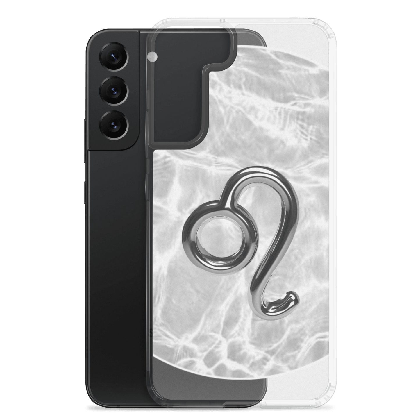 Bold Leo Samsung phone case with a ripple marble design, showcasing zodiac charm and sleek protection.