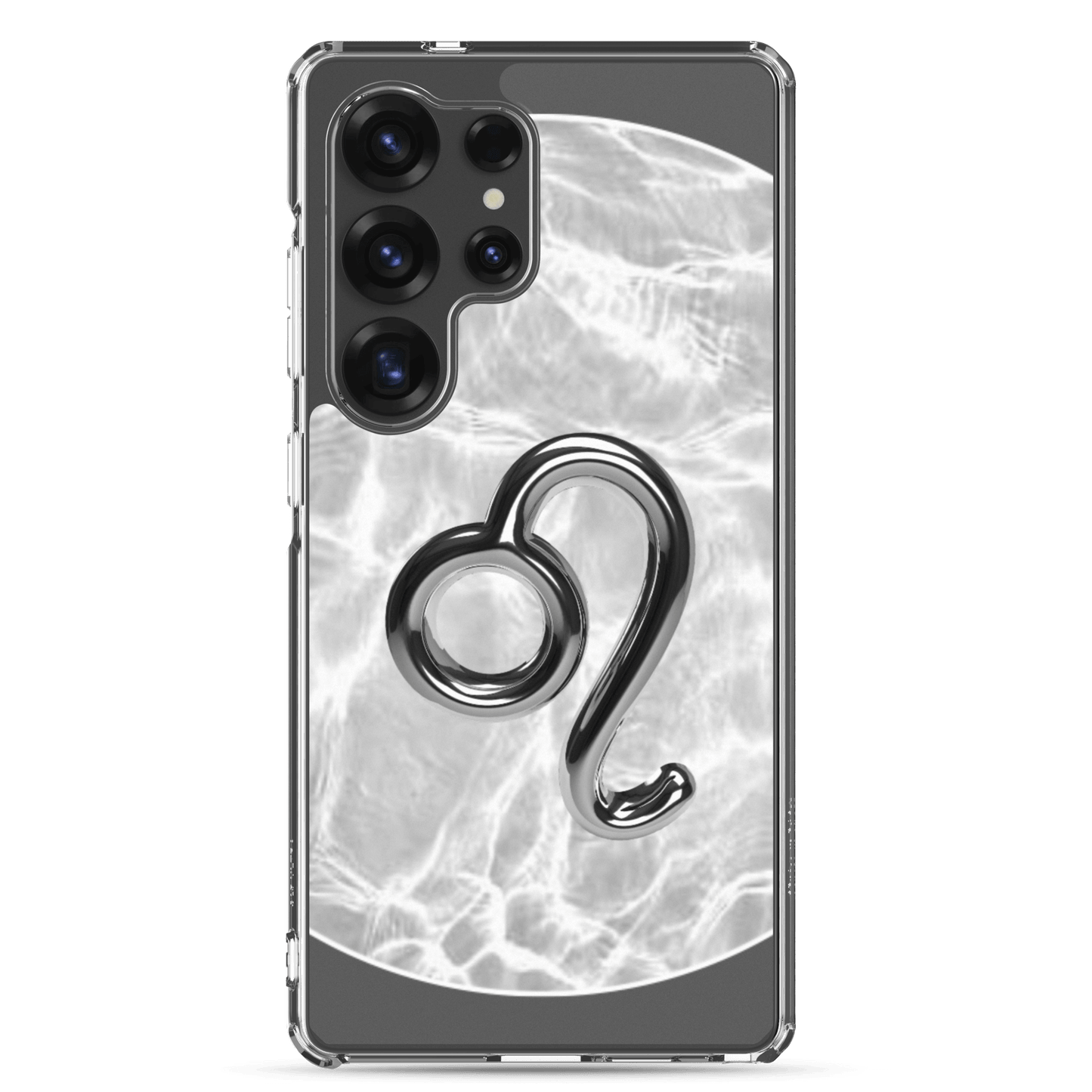 Zodiac Leo Samsung Phone Case featuring a ripple marble design and sleek lion symbol for vibrant protection.
