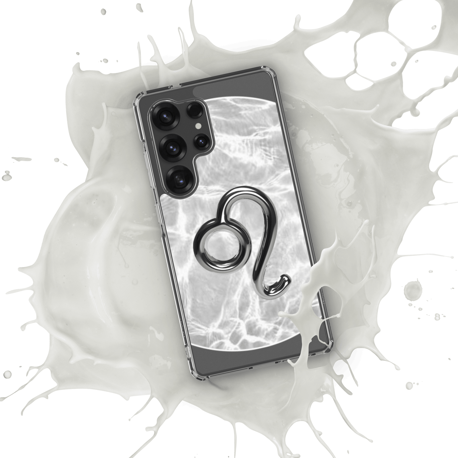 Zodiac Leo Samsung Phone Case in Ripple Marble, showcasing bold design and sleek protection against dirt and scratches.