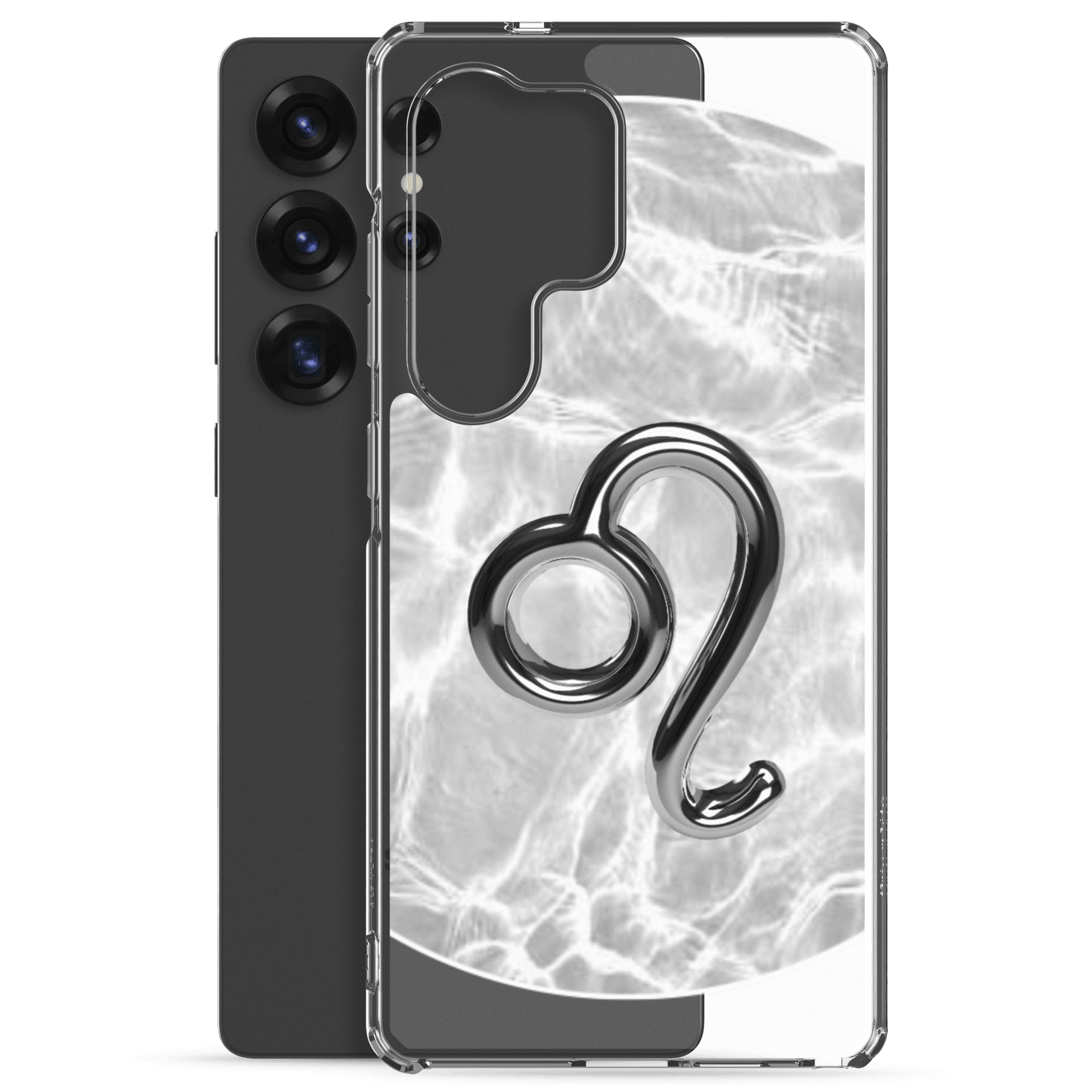 Zodiac Leo Samsung Phone Case in Ripple Marble style, showcasing a bold lion symbol on a sleek design.