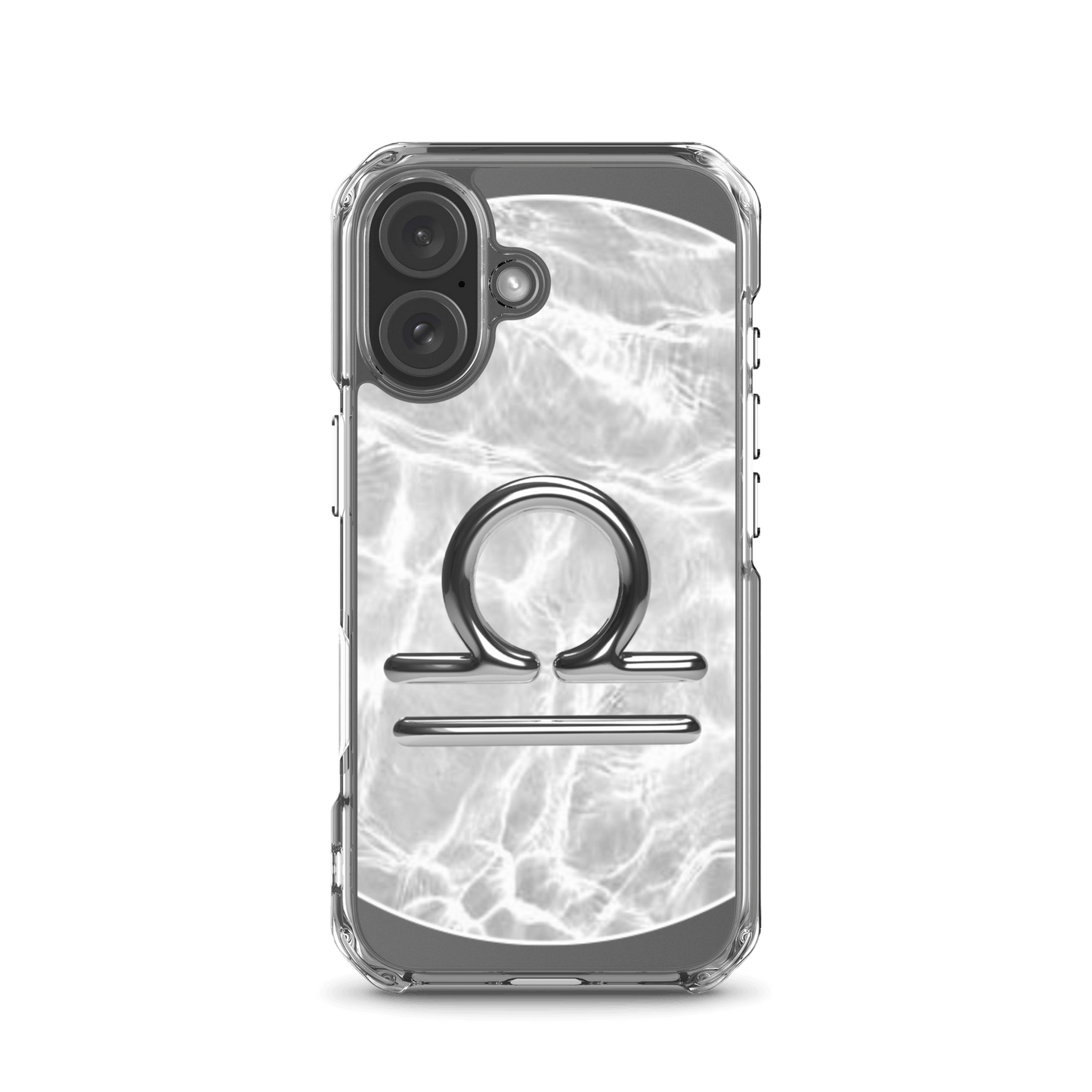 Zodiac Libra Magsafe clear iPhone case with metallic design and marble finish
