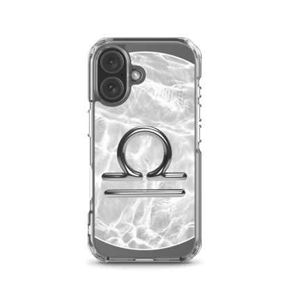 Zodiac Libra Magsafe clear iPhone case with metallic design and marble finish