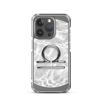 Zodiac Libra Magsafe clear iPhone case with marble metallic design, cosmic elegance, and everyday protection.