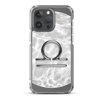 Zodiac Libra MagSafe clear iPhone case featuring marble metallic design and cosmic style protection.