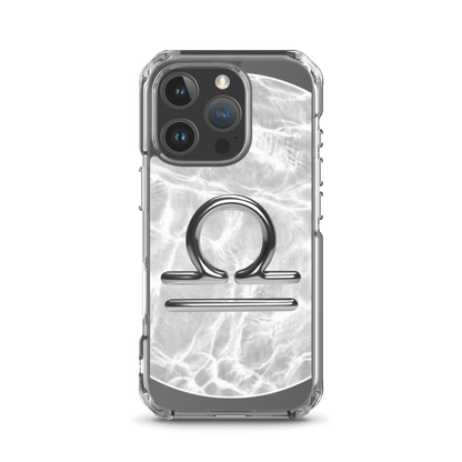 Zodiac Libra Magsafe clear case with marble metallic design for iPhone, blending style and protection.