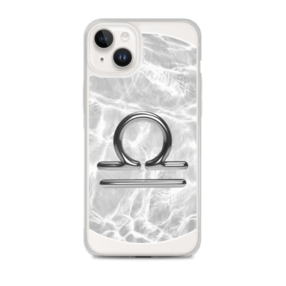 Zodiac Libra Magsafe clear iPhone case with marble metallic design, showcasing harmony and style.