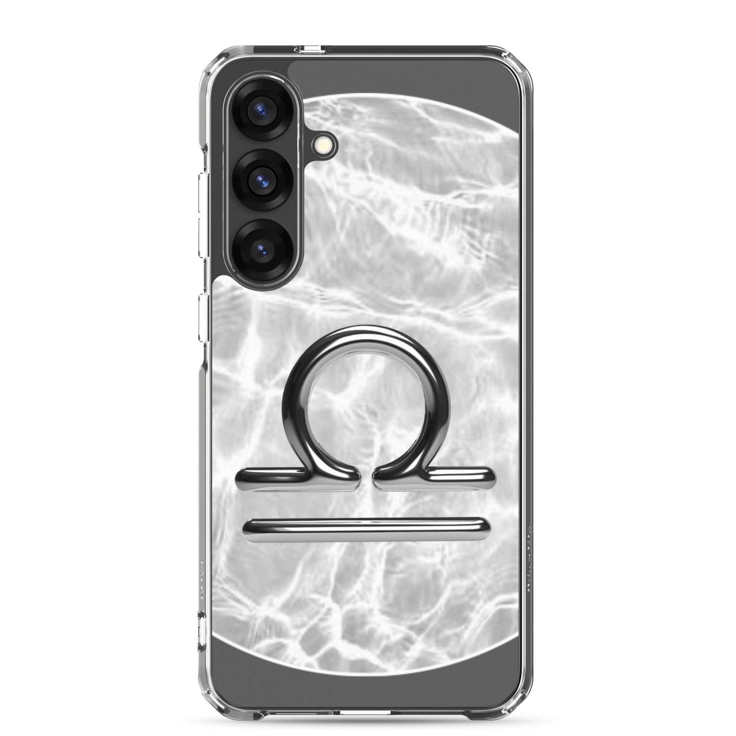 Zodiac Libra Samsung Phone Case with Ripple Marble design, showcasing elegant scales and protective polycarbonate.