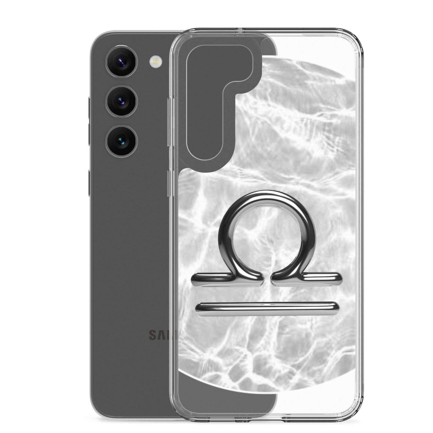 Libra Zodiac Samsung phone case with ripple marble design, showcasing balance and elegance.
