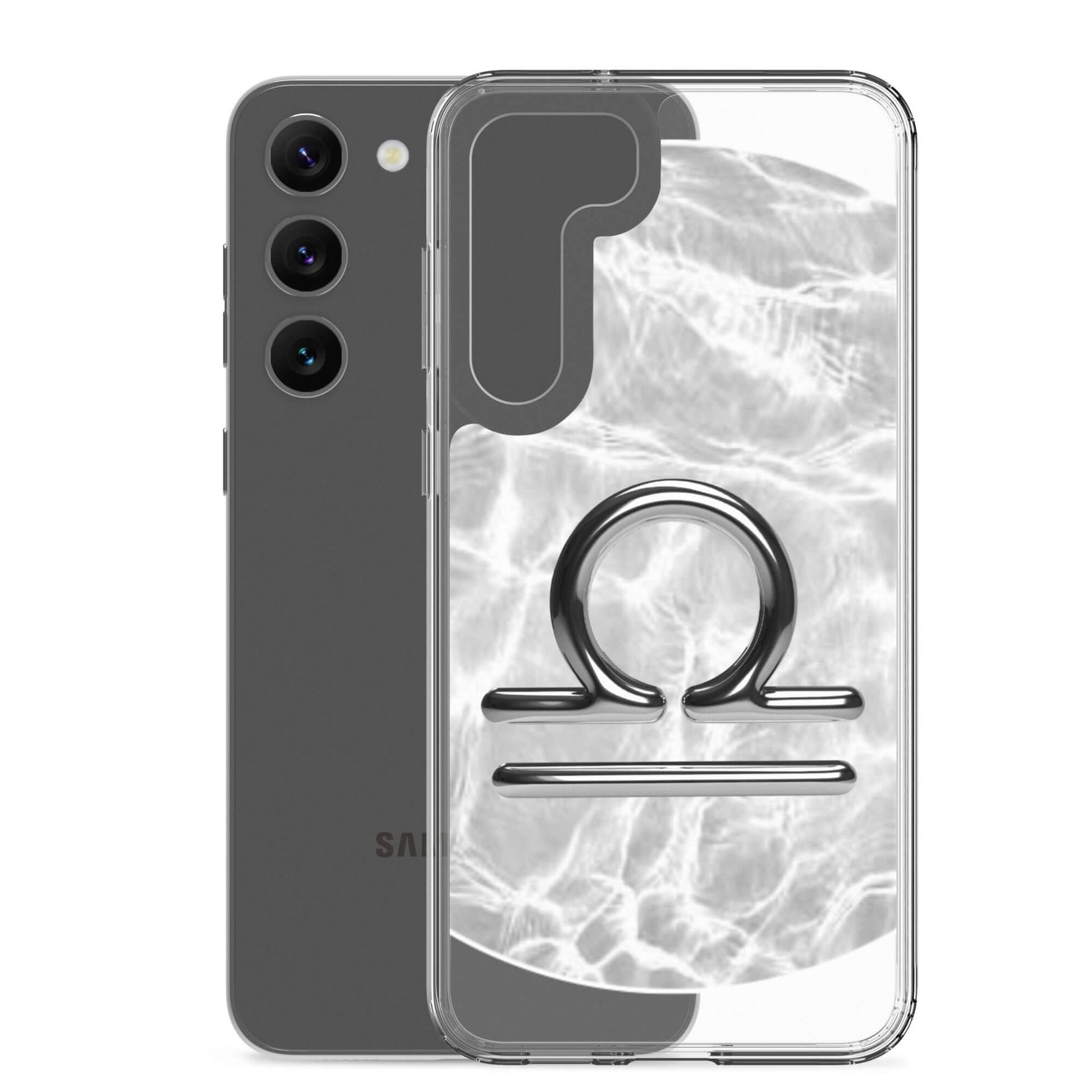 Libra Zodiac Samsung phone case with ripple marble design, showcasing balance and elegance.
