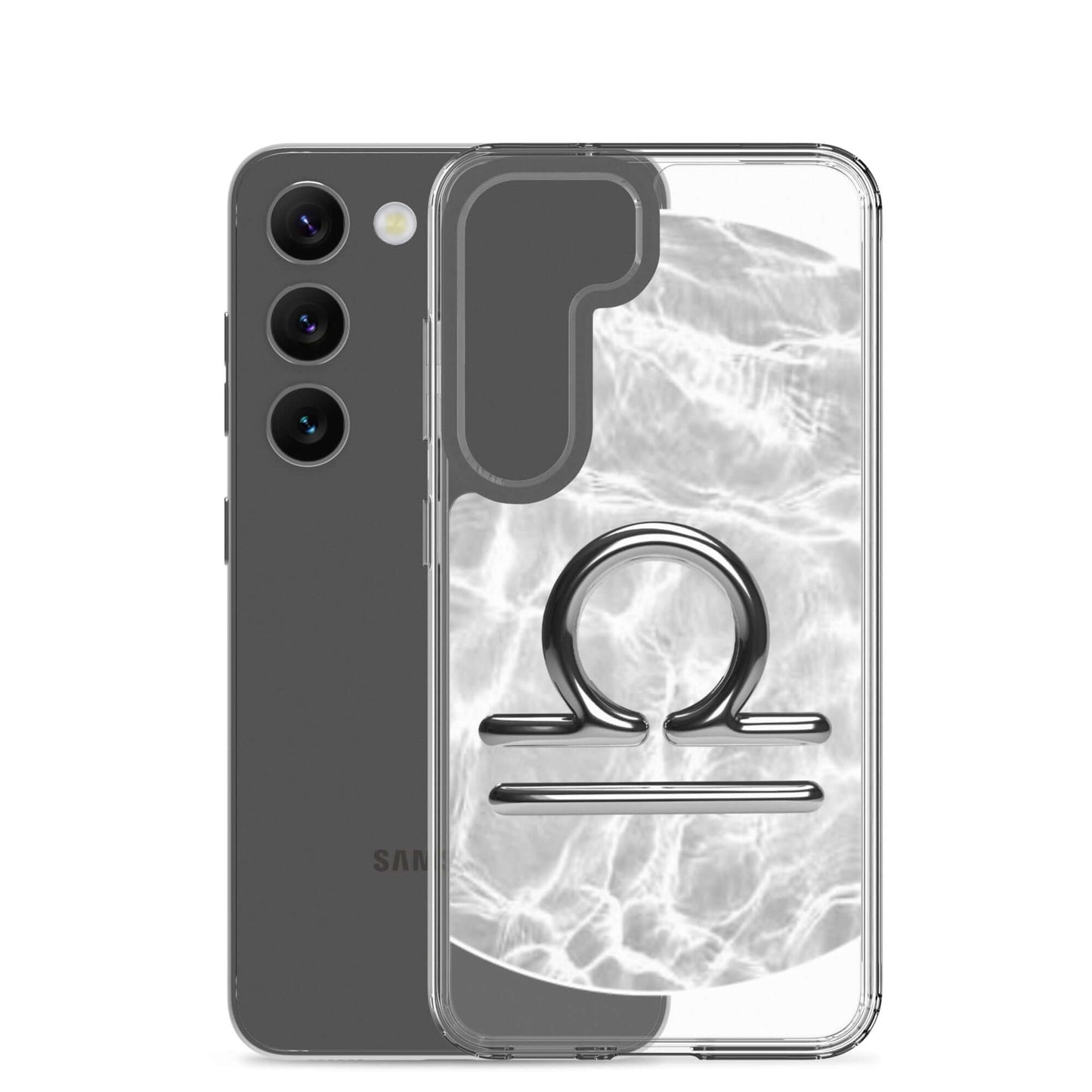 Zodiac Libra Samsung Phone Case in Ripple Marble design with scales symbol, showcasing elegant protection for your device.