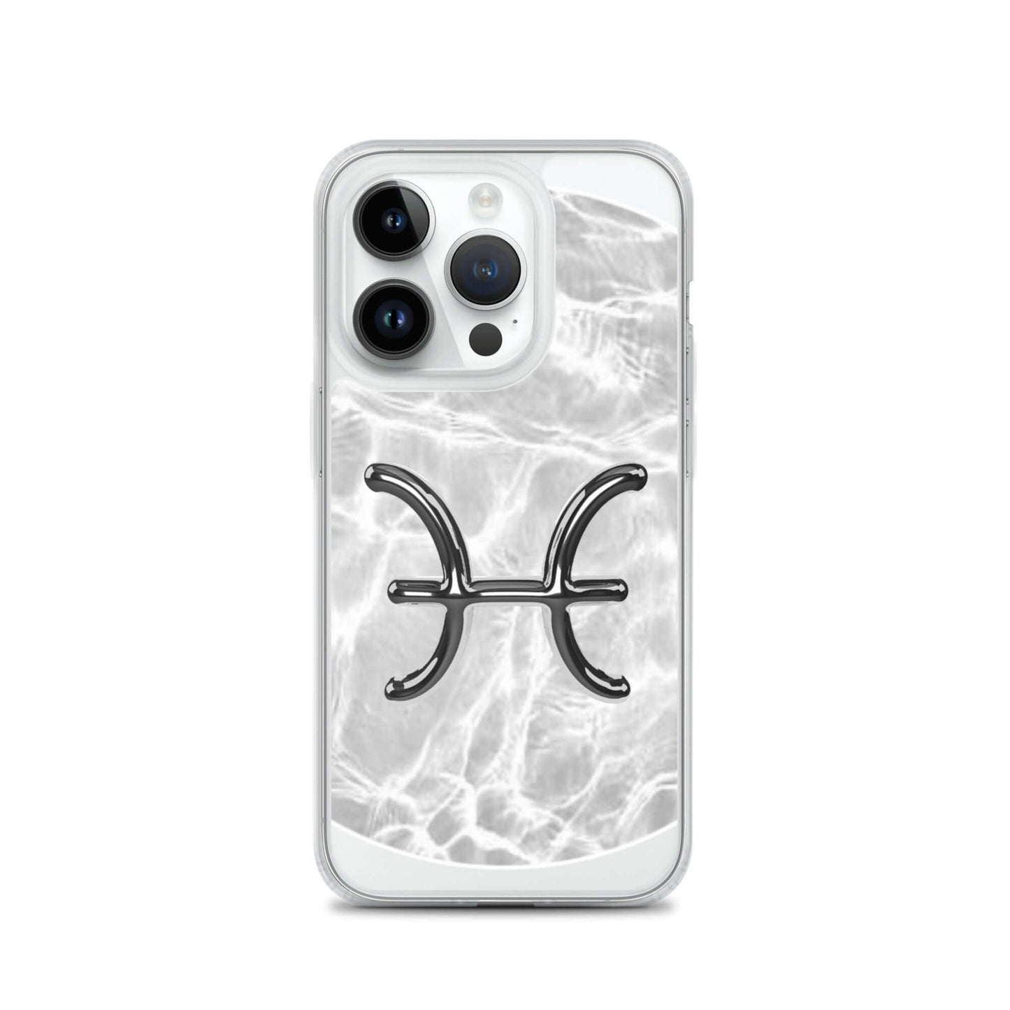 Zodiac Pisces MagSafe iPhone case with marble ripple design and metallic symbol