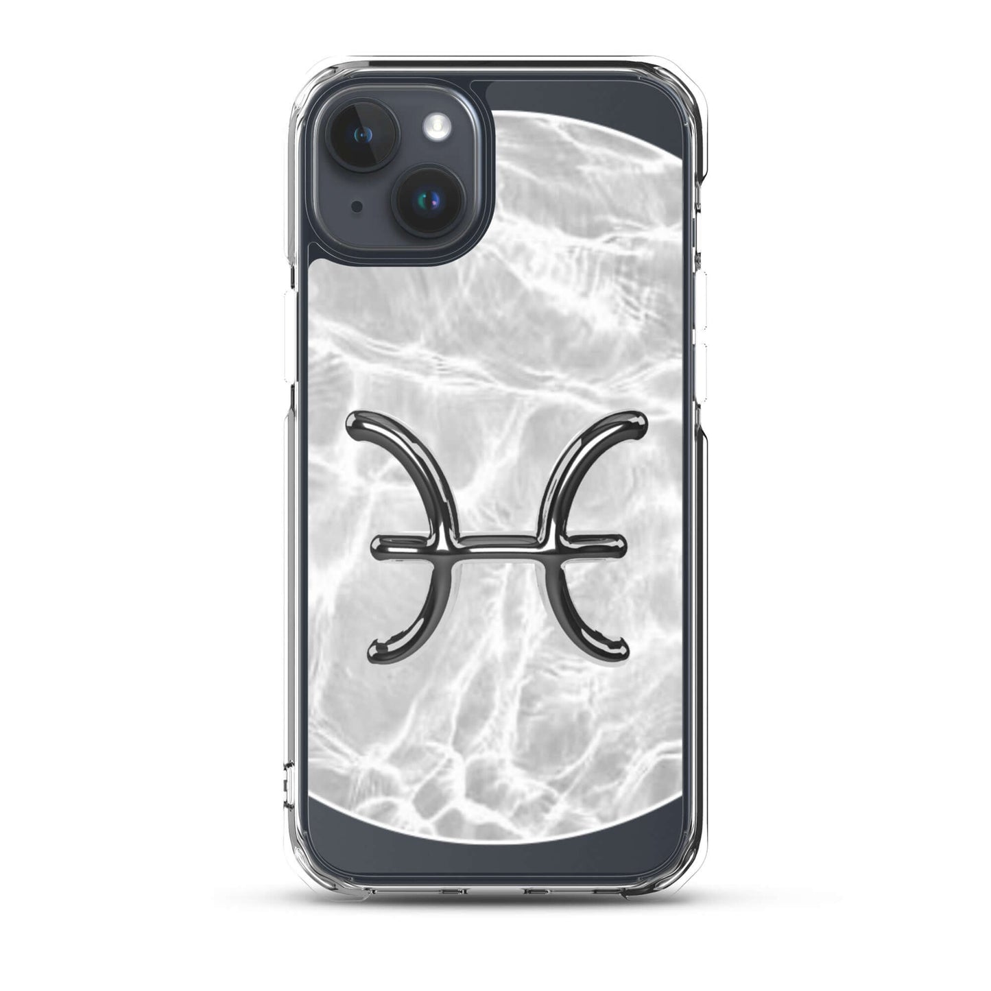 Zodiac Pisces Magsafe iPhone Case with metallic ripple design and sleek marble finish