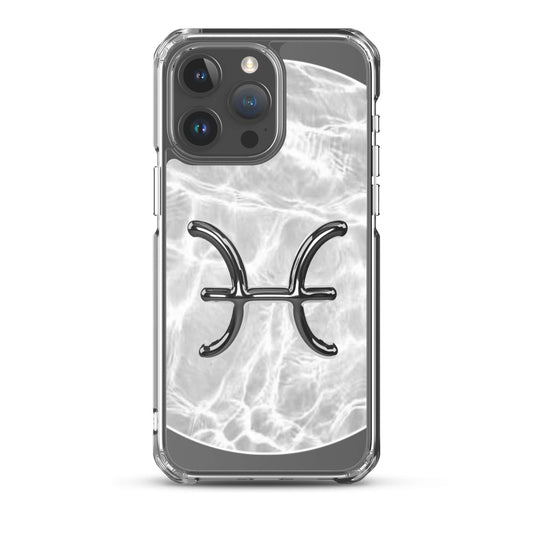 Zodiac Pisces MagSafe iPhone case with marble design and metallic ripple finish for cosmic protection.