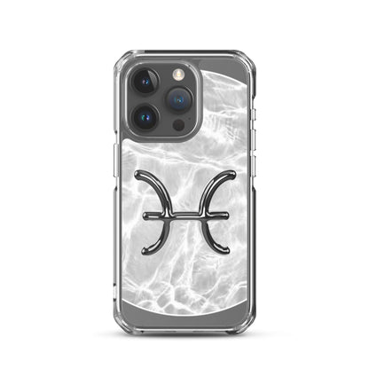 Zodiac Pisces Magsafe iPhone Case with marble design and metallic ripple, offering stylish protection.