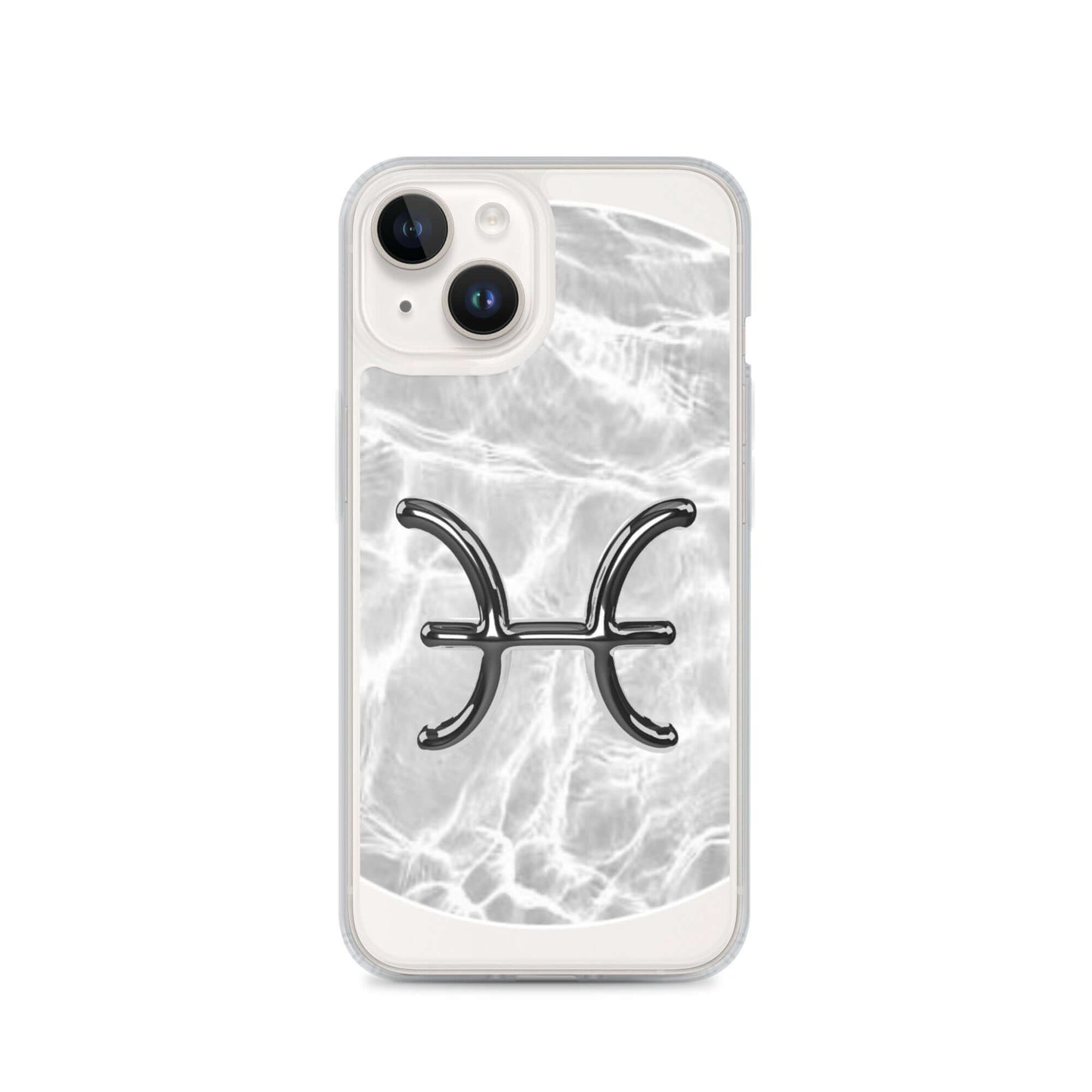 Zodiac Pisces Magsafe iPhone Case with marble design and metallic ripple for cosmic phone protection.