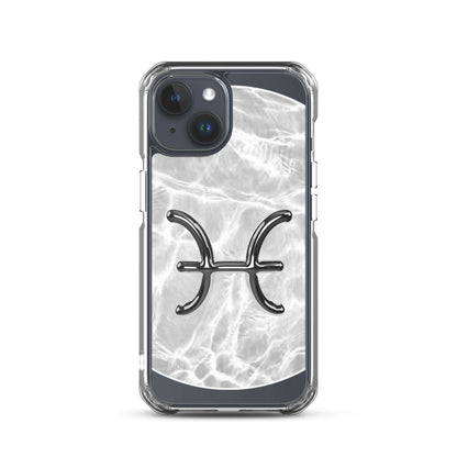 Zodiac Pisces Magsafe iPhone Case with marble design and metallic ripple for protection and style.