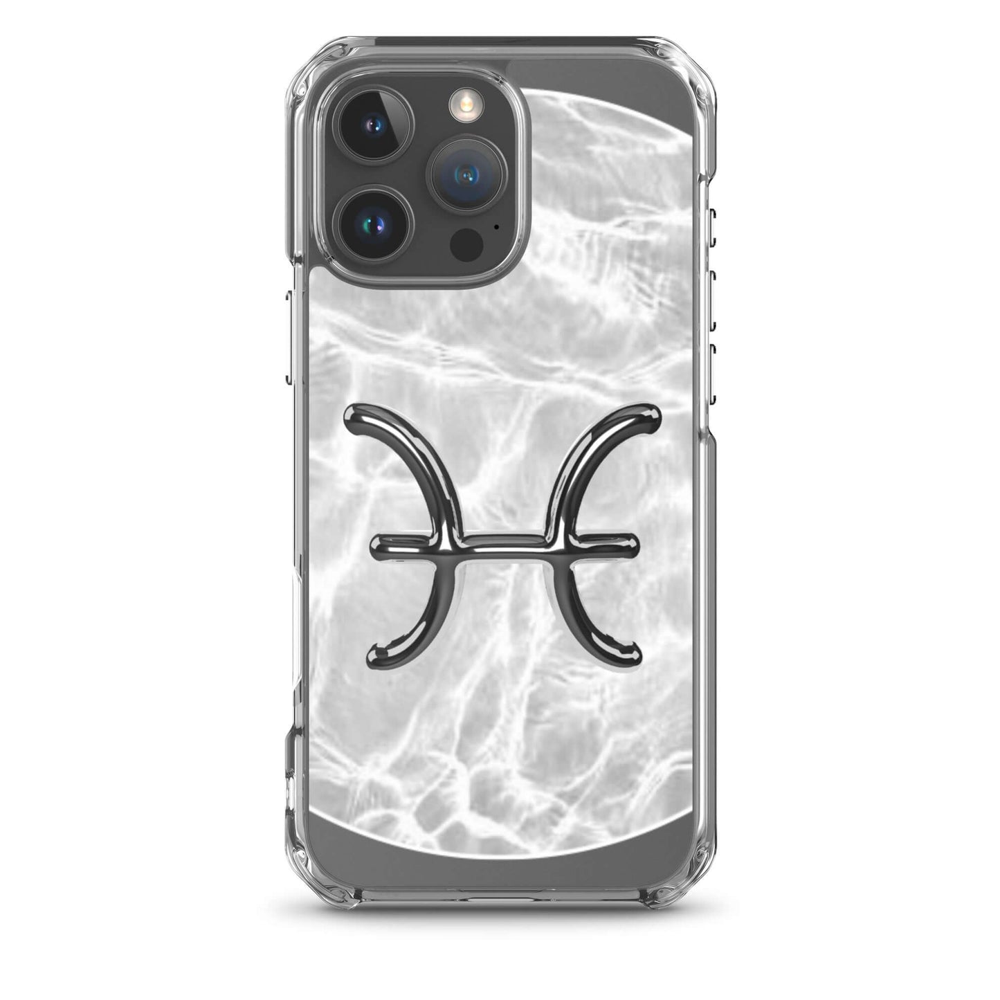 Zodiac Pisces Magsafe iPhone Case with marble design and metallic ripple for cosmic protection.