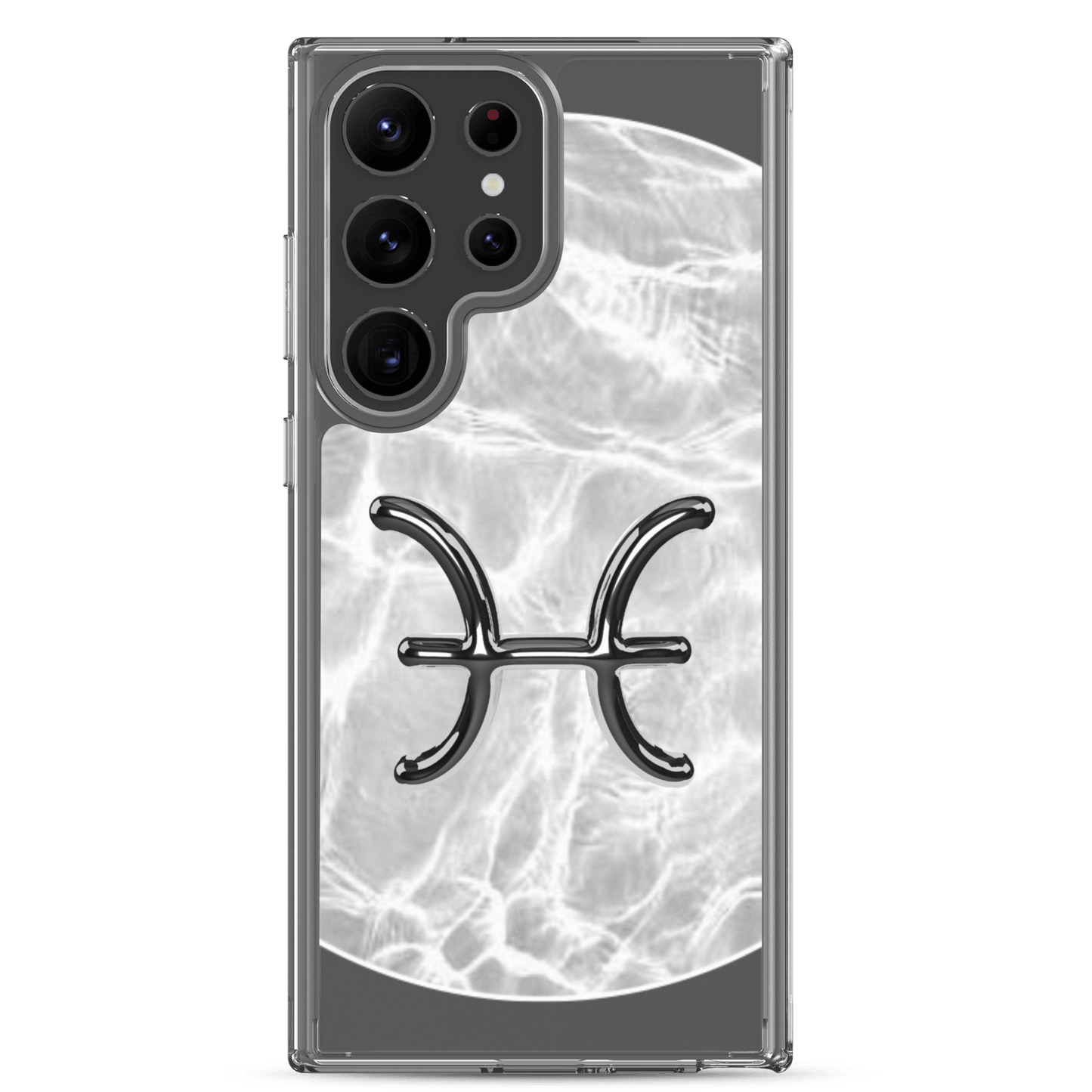 Zodiac Pisces Samsung Phone Case with Ripple Marble design, showcasing a sleek, reflective finish and durable protection.