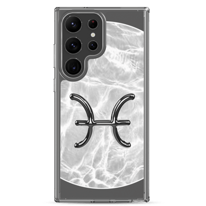 Zodiac Pisces Samsung Phone Case with Ripple Marble design, showcasing a sleek, reflective finish and durable protection.