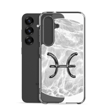 Zodiac Pisces Samsung Phone Case with Ripple Marble design, showcasing the emblematic twin fish symbol and elegant protection.