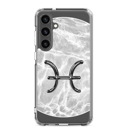 Zodiac Pisces Samsung phone case in Ripple Marble design, highlighting the Pisces symbol and flowing textures.