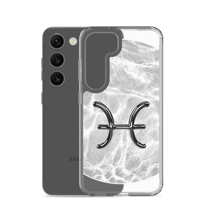 Zodiac Pisces Samsung Phone Case featuring Ripple Marble design with an elegant fish symbol, offering stylish protection.