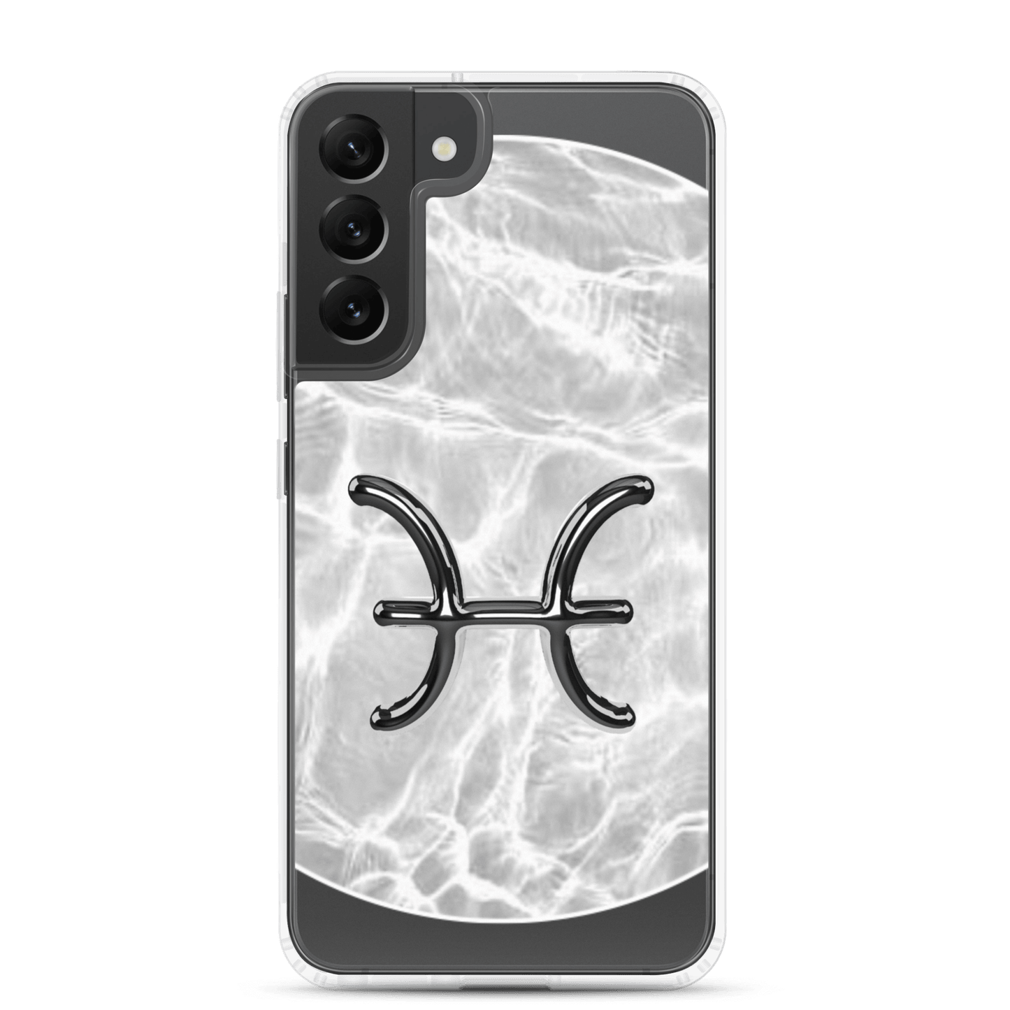 Zodiac Pisces Samsung Phone Case with Ripple Marble design and fish symbol for stylish protection.