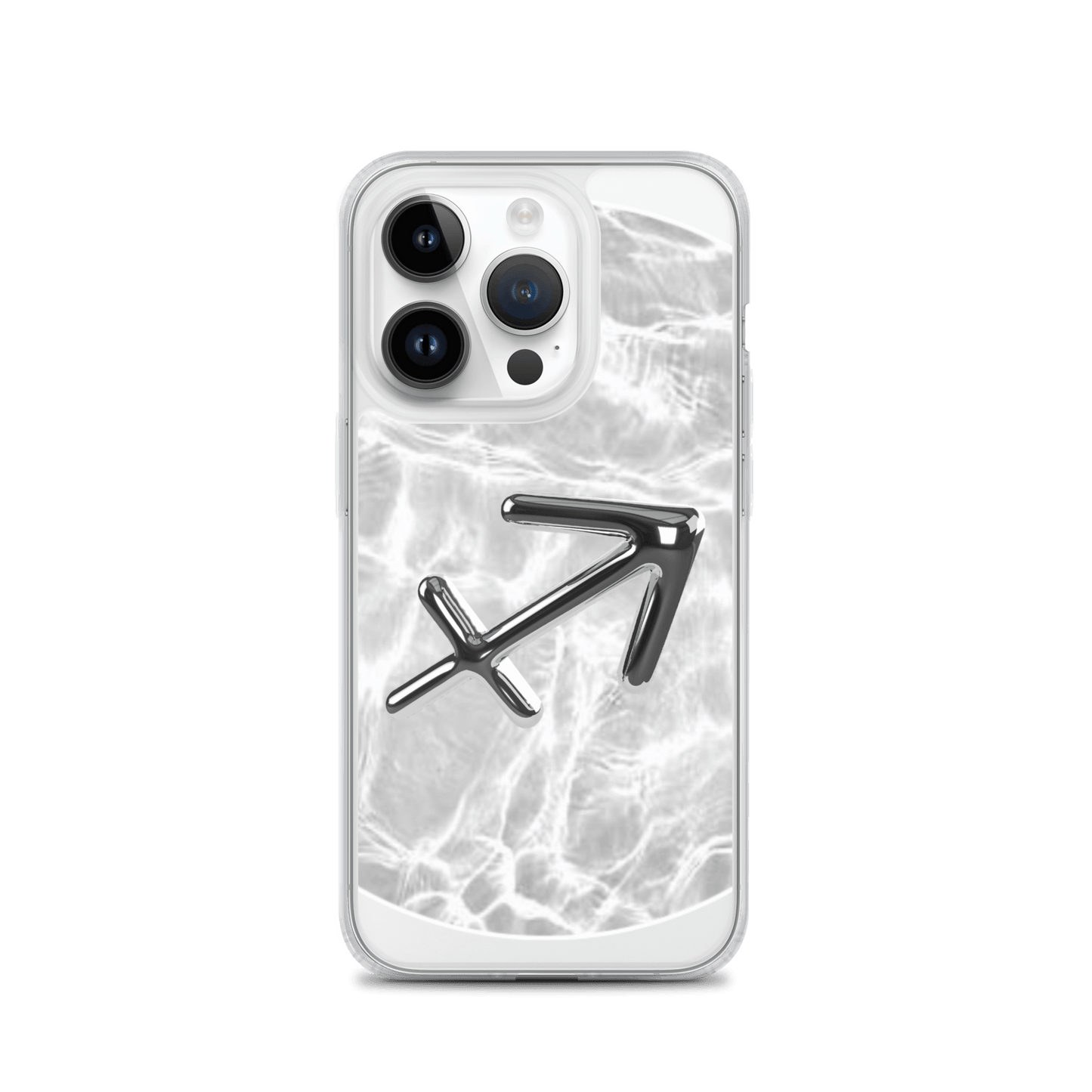 Zodiac Sagittarius Magsafe clear iPhone case with marble pattern and metallic design, showcasing cosmic style and protection.