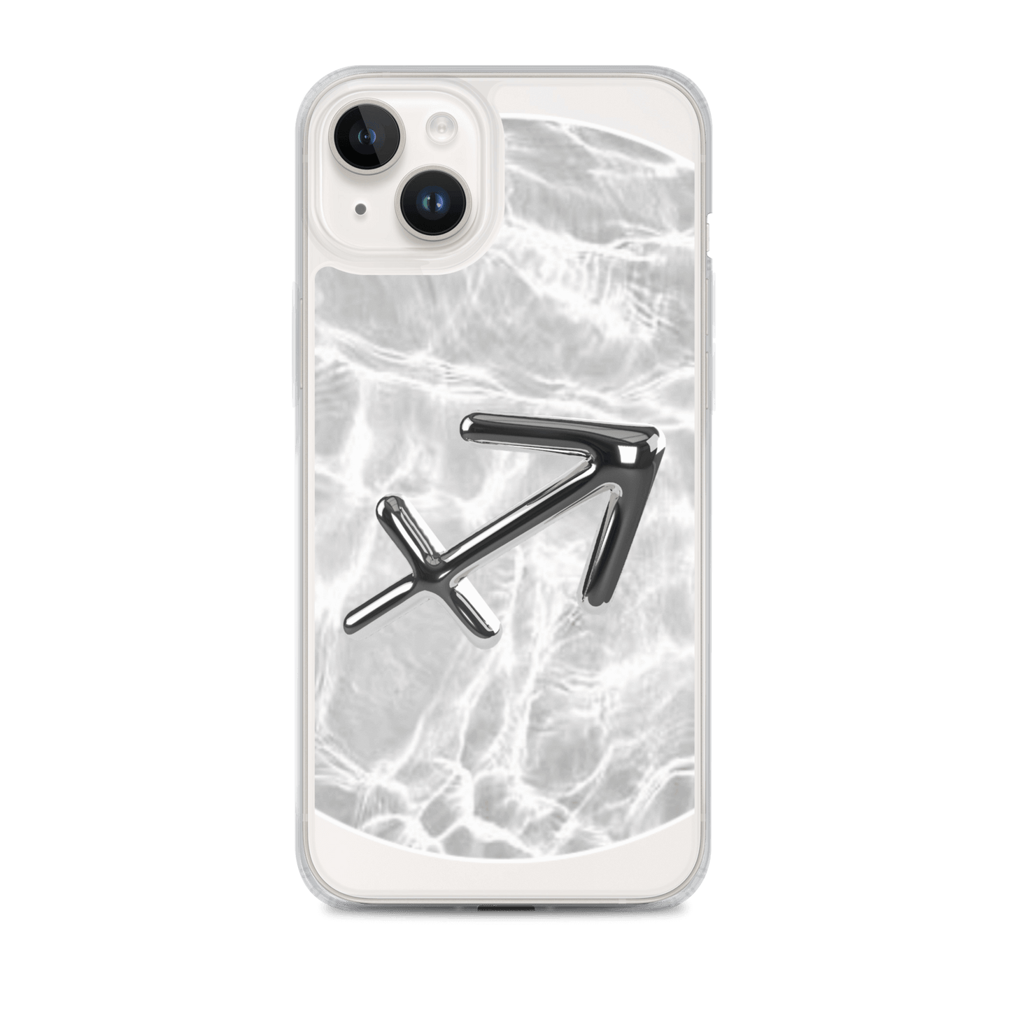 Zodiac Sagittarius Magsafe Clear iPhone Case with Marble Metallic Design showcasing cosmic style and protection.