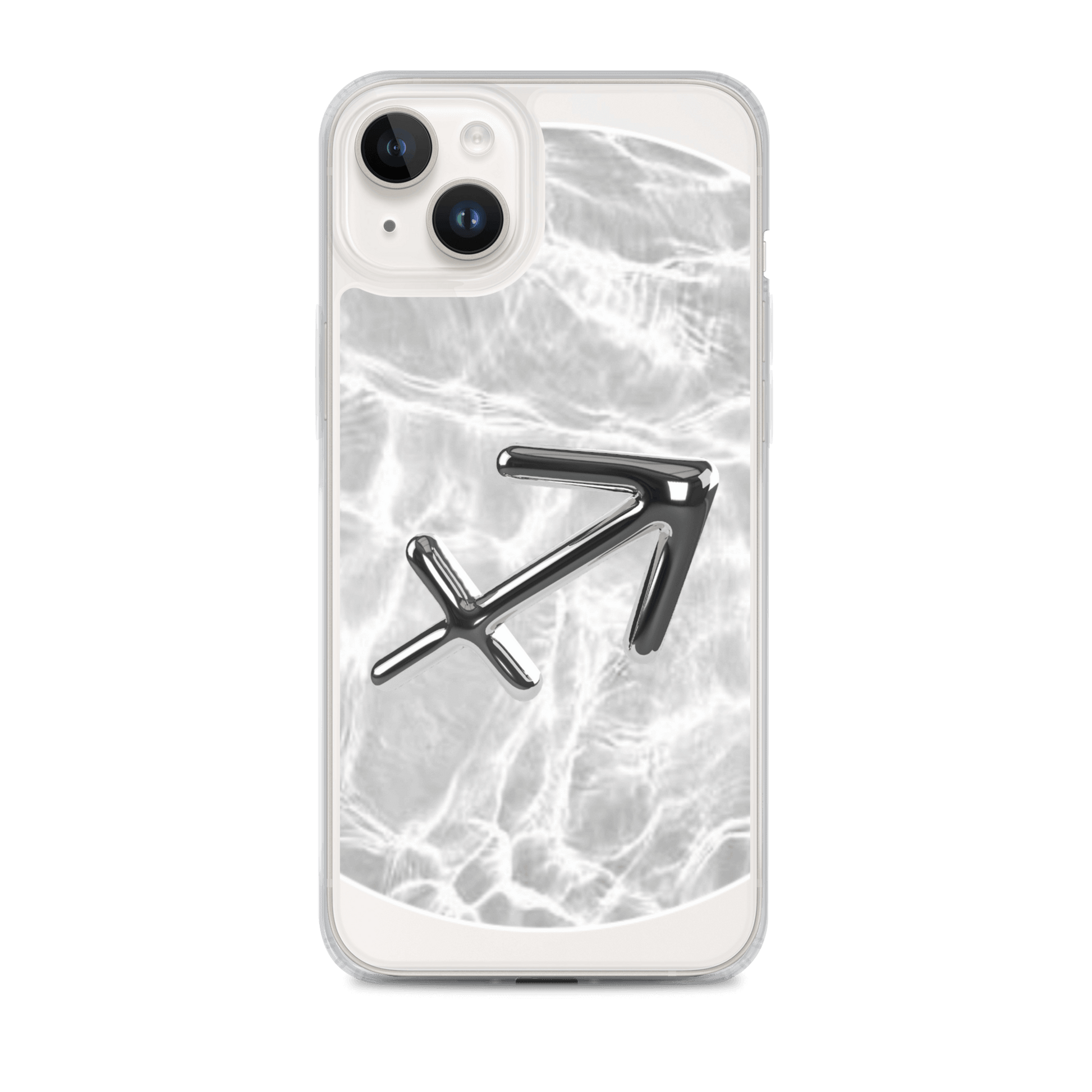 Zodiac Sagittarius Magsafe Clear iPhone Case with Marble Metallic Design showcasing cosmic style and protection.