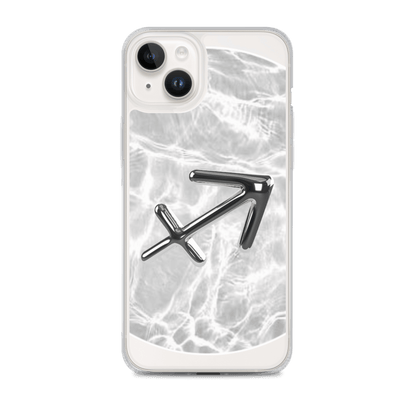 Zodiac Sagittarius Magsafe Clear iPhone Case with Marble Metallic Design showcasing cosmic style and protection.