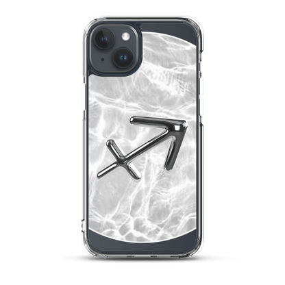 Zodiac Sagittarius MagSafe clear iPhone case with marble metallic design for cosmic style and protection.