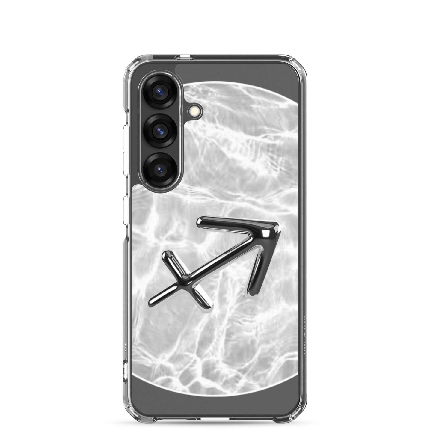 Zodiac Sagittarius Samsung phone case with ripple marble finish, featuring an archer symbol for bold protection.