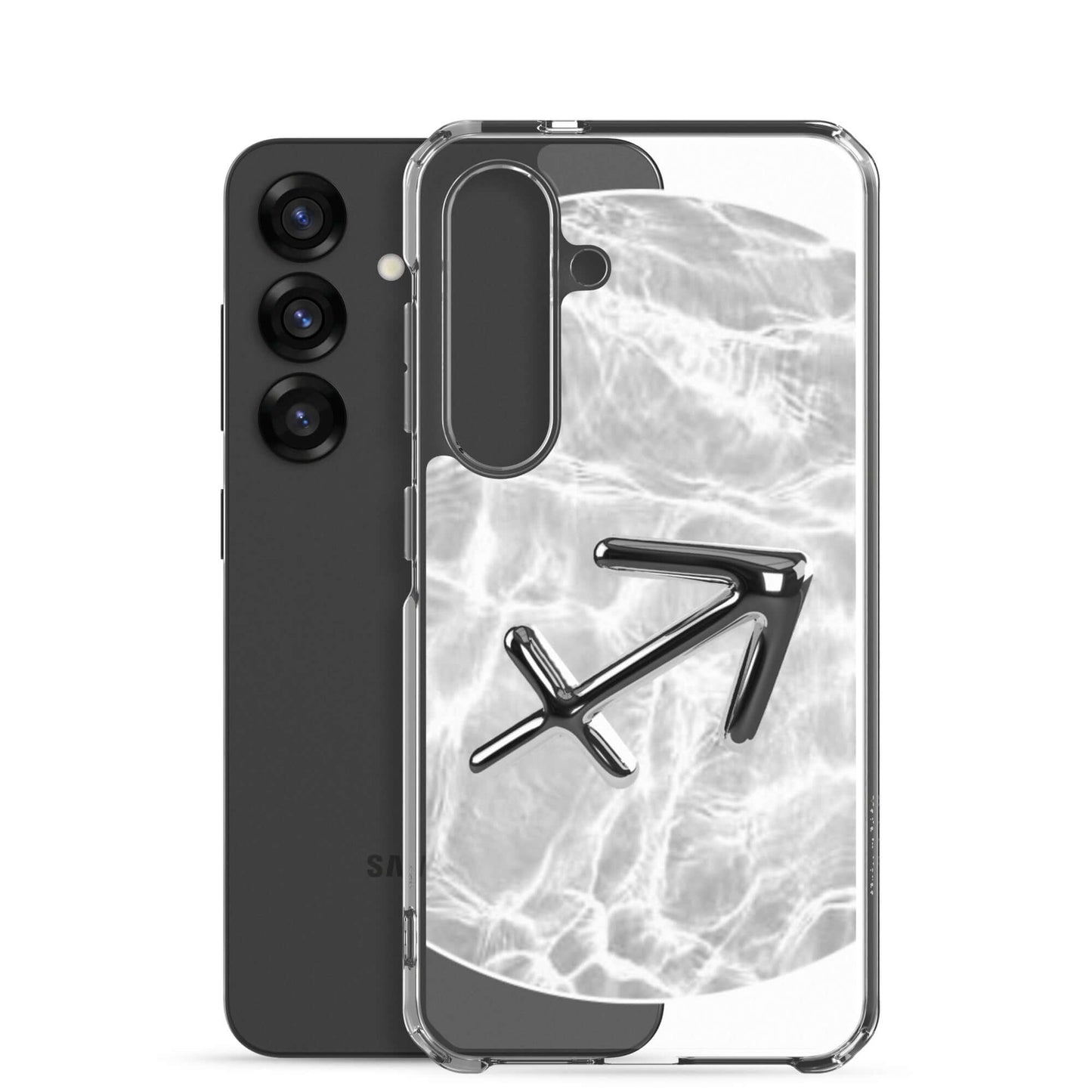Zodiac Sagittarius Samsung Phone Case featuring ripple marble design and archer symbol for bold protection.