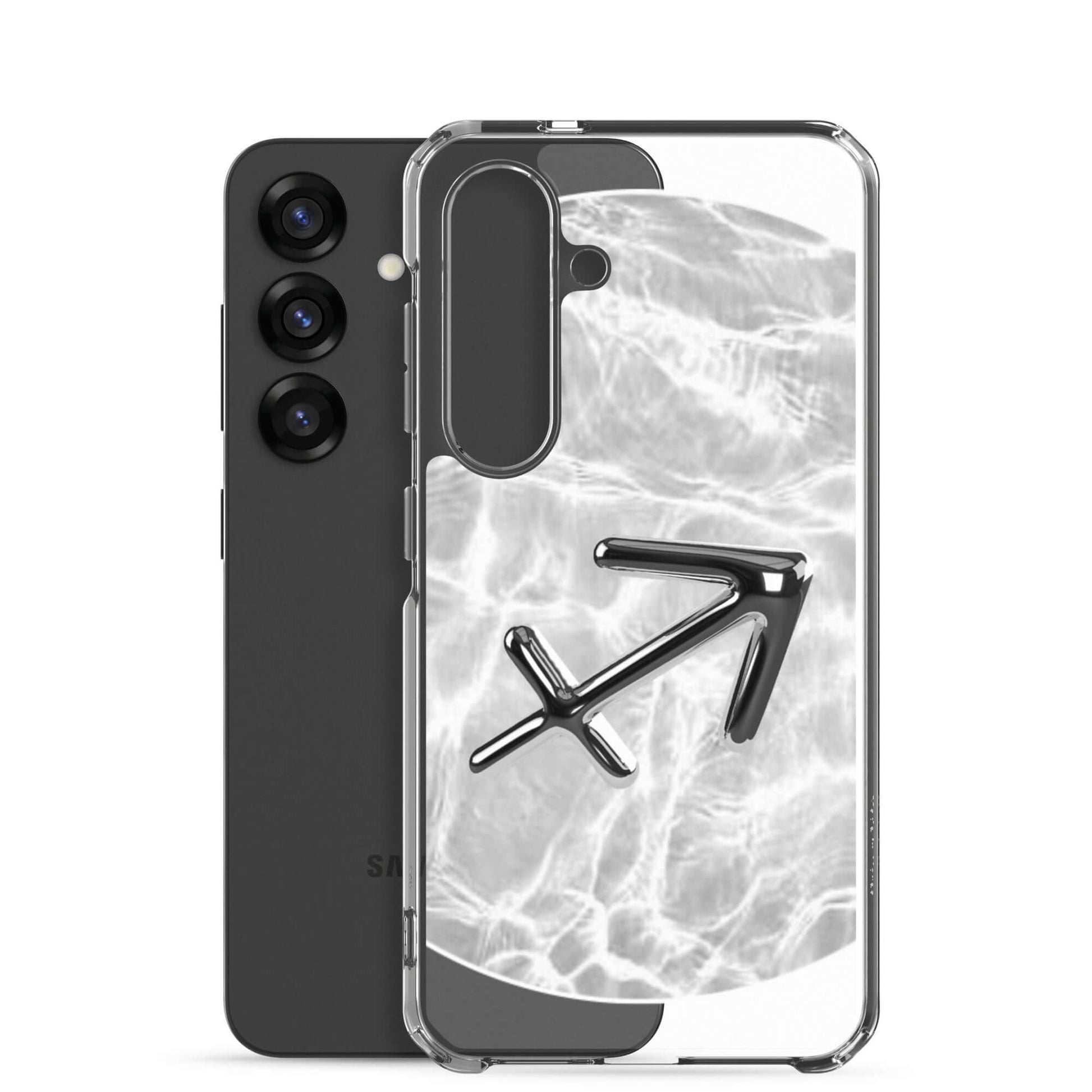 Zodiac Sagittarius Samsung Phone Case featuring ripple marble design and archer symbol for bold protection.