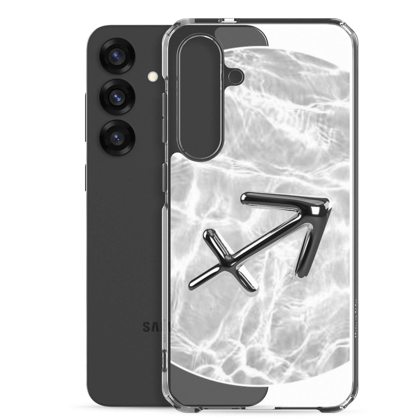 Zodiac Sagittarius Samsung phone case with Ripple Marble design and sleek archer symbol for cosmic energy.