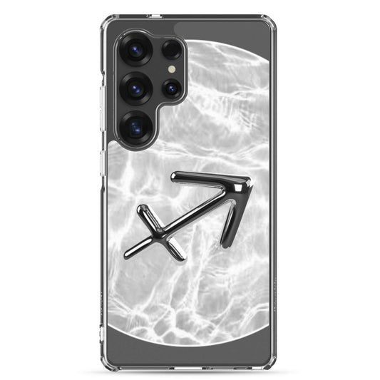 Sagittarius Samsung Phone Case featuring a ripple marble design and archer symbol for stylish protection.