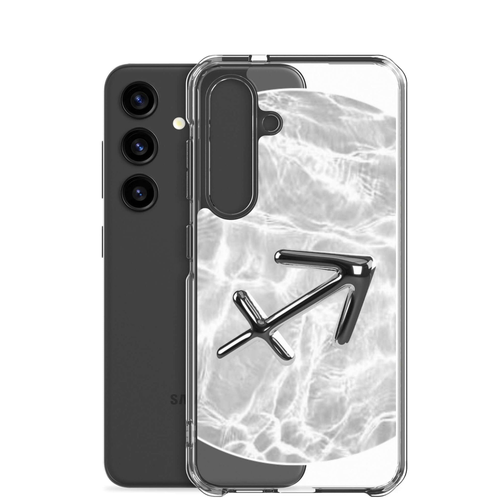 Zodiac Sagittarius Samsung Phone Case with Ripple Marble design, showcasing archer symbol and cosmic energy.