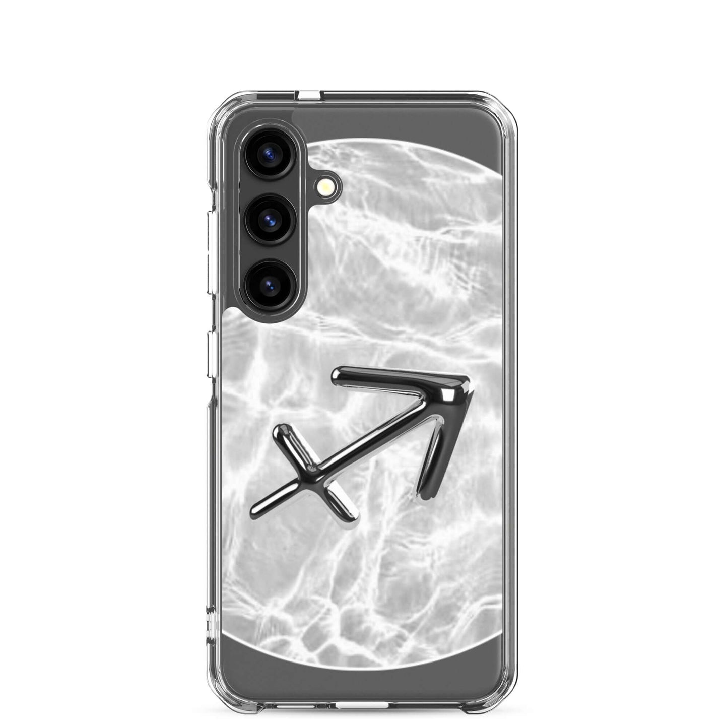 Zodiac Sagittarius Samsung phone case with ripple marble design and archer symbol for stylish protection.